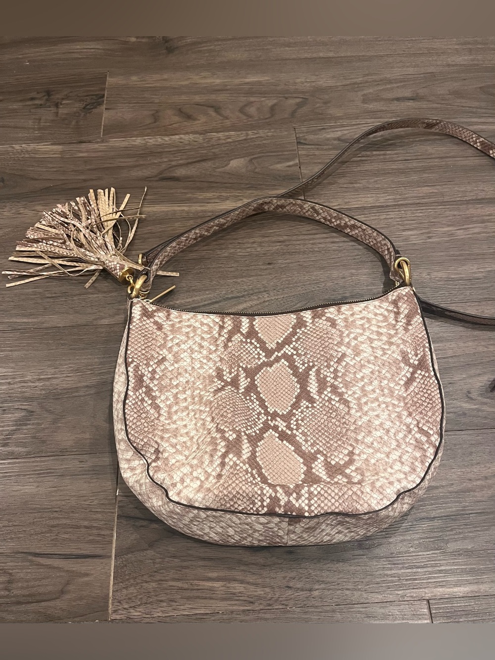 MICHAEL KORS Faux Snake Skin Studded Hobo Bag w Detachable Strap